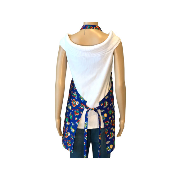 Apron Back to School Theme Lunchbox Kitchen Handmade 100% Cotton Size 25" X 31" - Picture 5 of 6